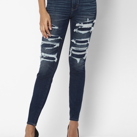 American Eagle Women Blue 360 Ne(X)T Level High Waisted Jegging - Picture 3 of 8